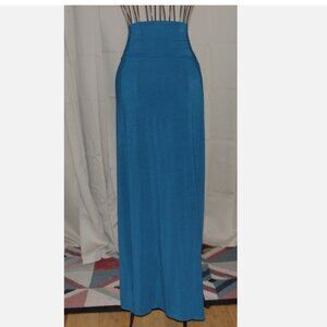New Long Turquoise Maxi Skirt Exchic Viscose Blend Stretch Waist Sz L NWT